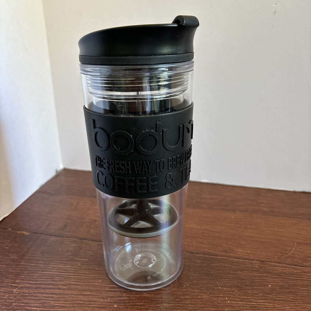 Bodum French Press Travel Insulated Plastic Coffee Tea Mugs Cup 12oz Black‎